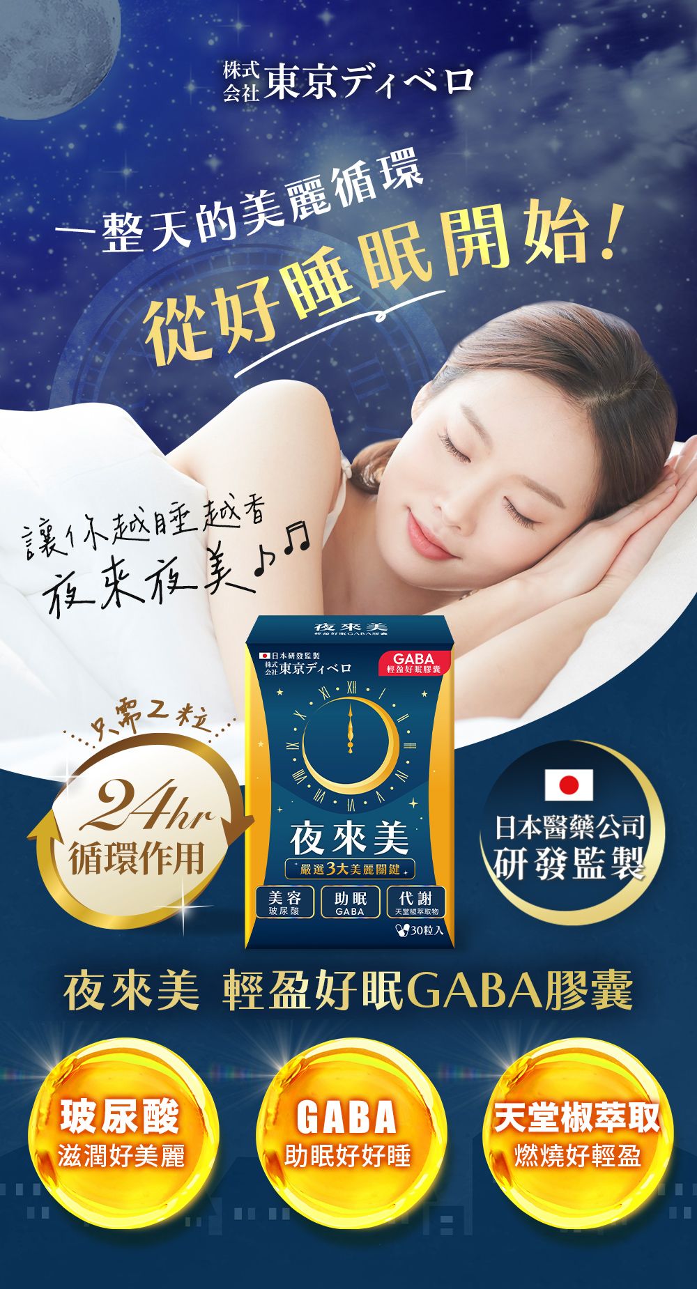 夜來美輕盈好眠GABA膠囊，幫助入睡、助眠，吃的ASMR